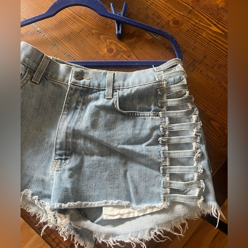 One-of-a-kind Cutout Denim Shorts